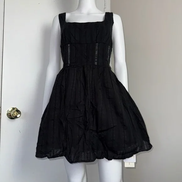 Commense Sleeveless Mini‎ Dress Corset Style Square Neck Party Cocktail Black L - Picture 14 of 15